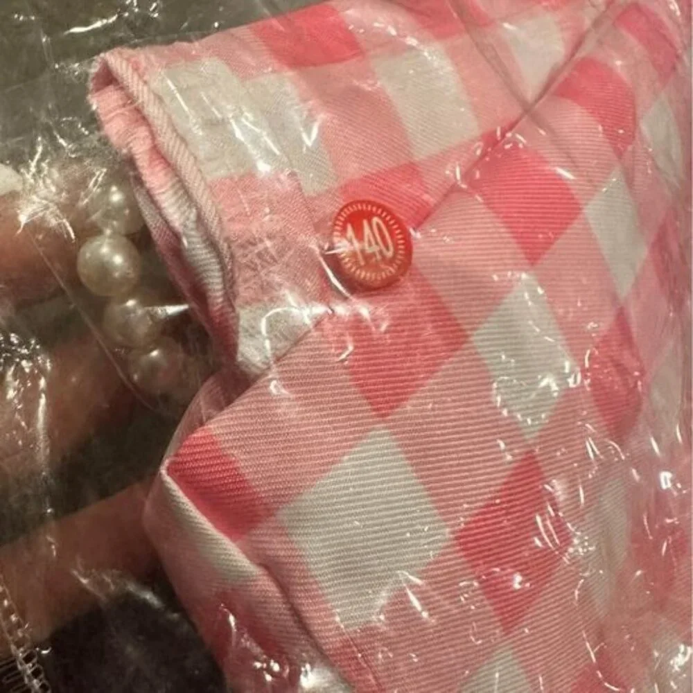 New: 50’s pink plaid dress‎ w jewelry & bows (9-10 years old)